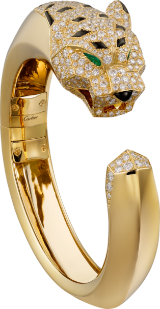 Panthère de Cartier手镯 黄金，钻石，祖母绿，缟玛瑙