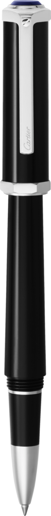 Santos-Dumont滚珠笔Santos-Dumont圆珠笔。黑色复合材质，镀钯饰面金属配件。尺寸：134X19毫米