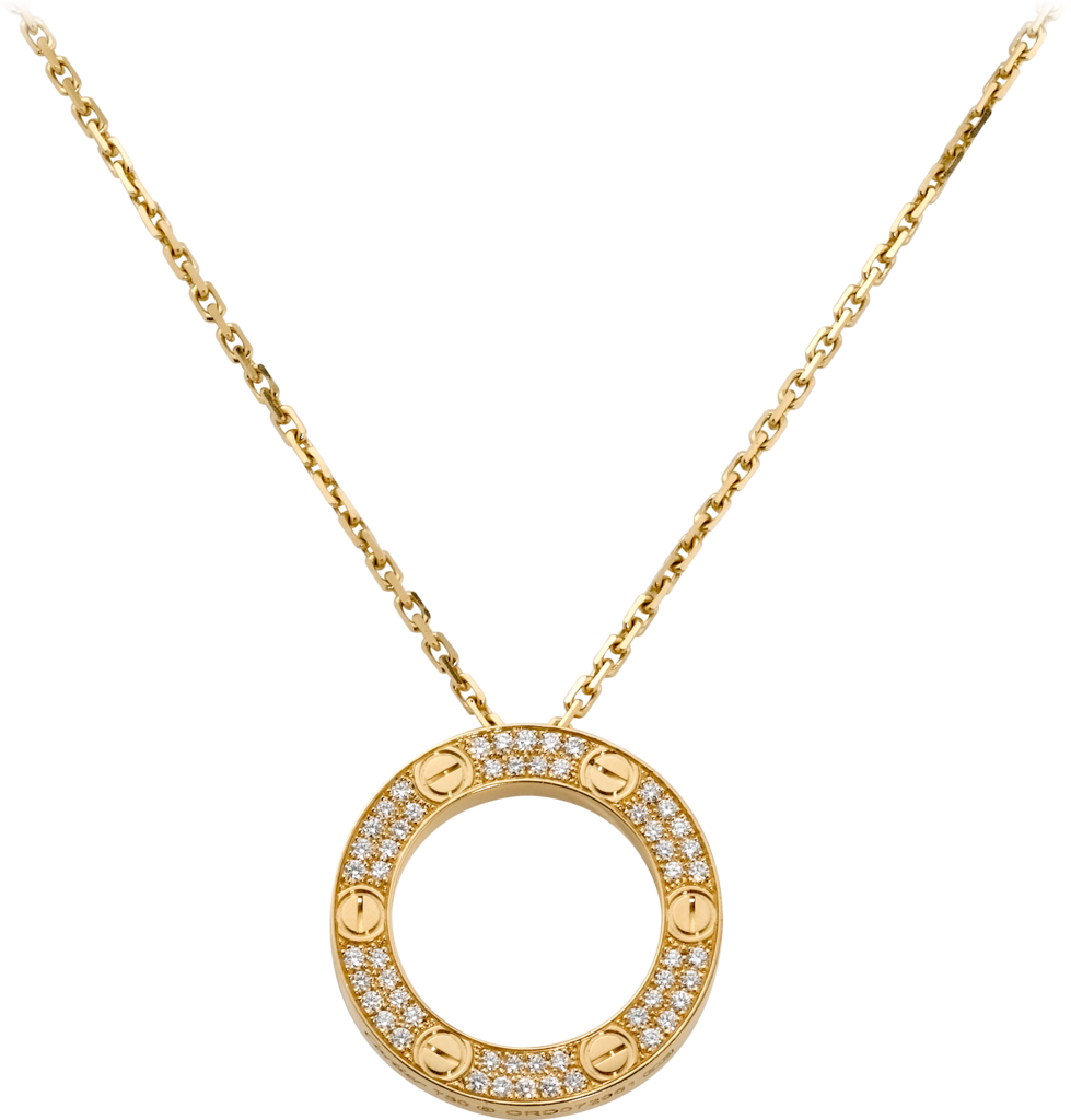 CRB7058400 - LOVE necklace, diamond-paved - Yellow gold ...