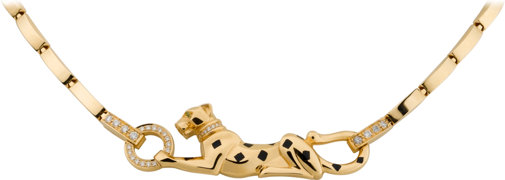 Panthère de Cartier卡地亚猎豹项链黄金，亮漆，钻石，沙弗莱石榴石