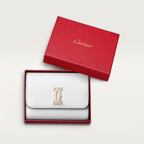 CRL3002257 Mini wallet C de Cartier Optic white textured calfskin golden finish Cartier