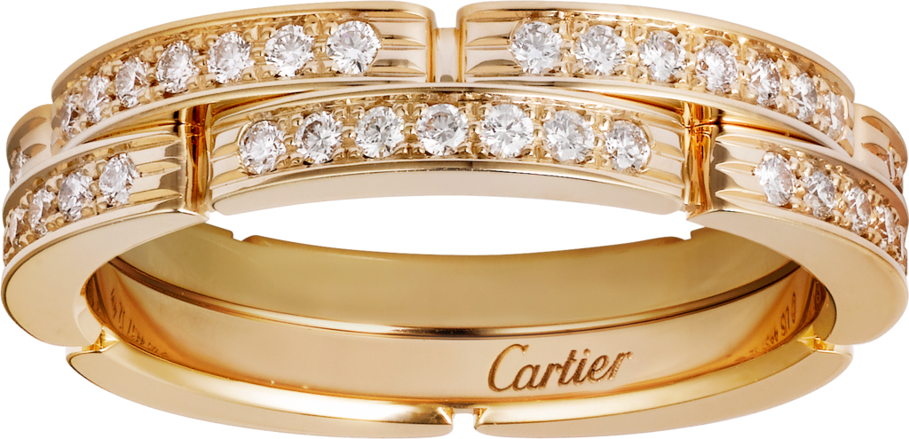 Maillon Panthère双排结婚对戒，半铺镶钻石黄金，钻石