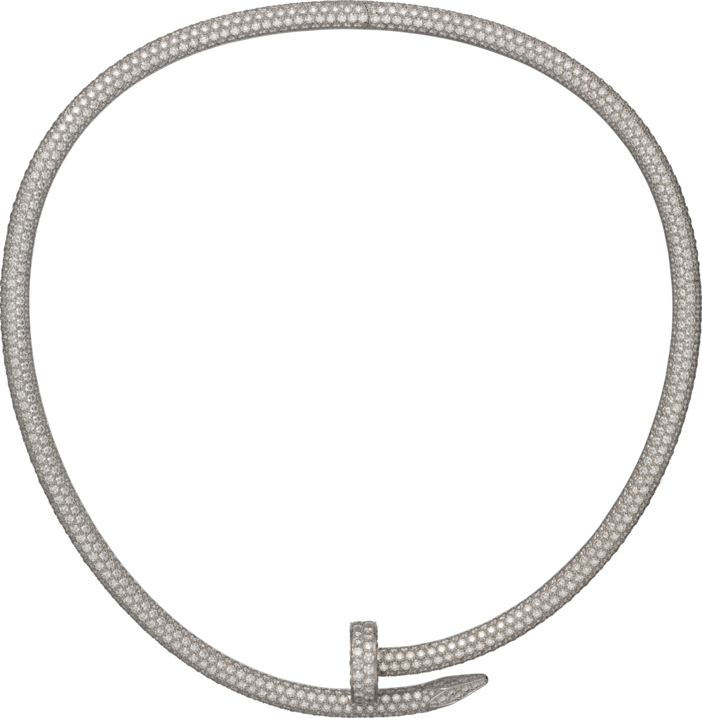 Juste un Clou torque necklace, extra-large model, paved White gold, diamonds