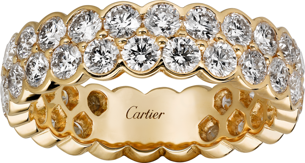 CRN4747900 Broderie de Cartier wedding ring Yellow gold, diamonds