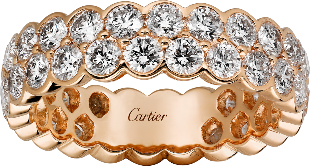 Broderie de Cartier结婚对戒玫瑰金，钻石