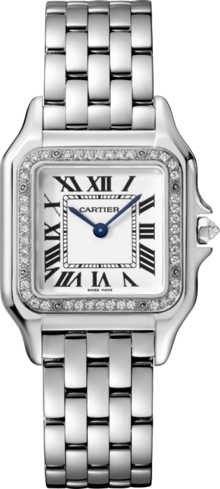Panthère de Cartier腕表 中号表款，石英机芯，18K白金，钻石
