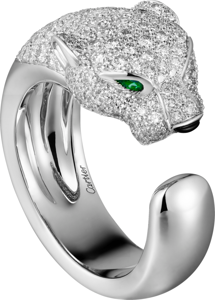 cartier white gold panther ring