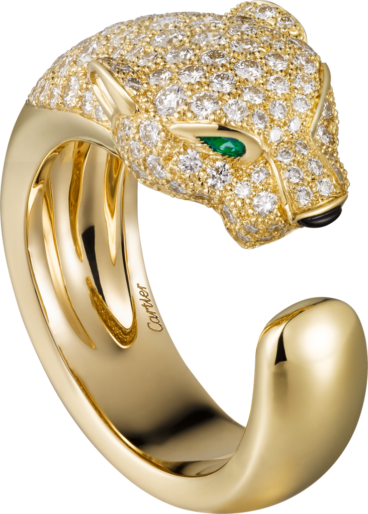 Panthère de Cartier戒指黄金，钻石，祖母绿，缟玛瑙