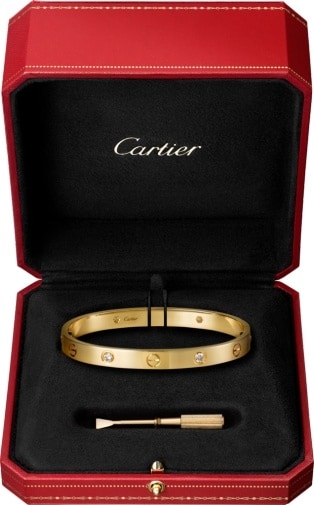 cartier love bracelet four diamonds
