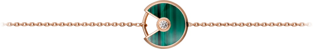 Amulette de Cartier手链，超小号款玫瑰金，孔雀石，钻石