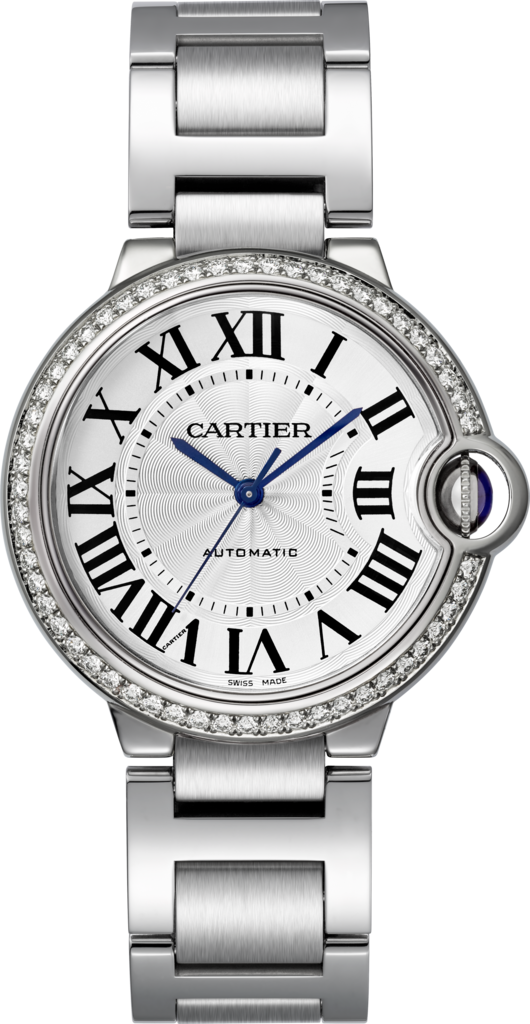 Ballon Bleu de Cartier watch36 mm, mechanical movement with automatic winding, steel, diamonds