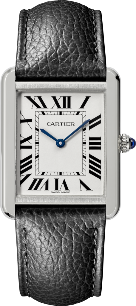 CRWSTA0028 - Tank Solo watch - Large model, quartz movement, steel, leather  - Cartier