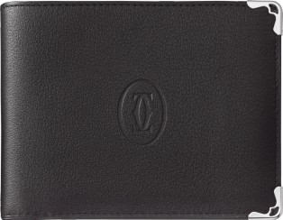 8-Credit Card Wallet, Must de Cartier Black calfskin, stainless steel finish