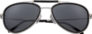 Santos de Cartier sunglasses Metal, brushed platinum finish, grey polarised lenses