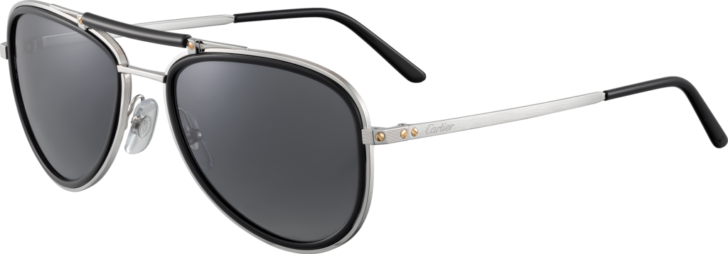 Santos de Cartier sunglassesMetal, brushed platinum finish, grey polarised lenses