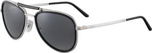 Santos de Cartier sunglasses Metal, brushed platinum finish, grey polarised lenses