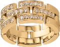 Maillon Panthère三排戒指，半铺镶钻石 黄金，钻石