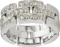 Maillon Panthère三排戒指，半铺镶钻石 白金，钻石