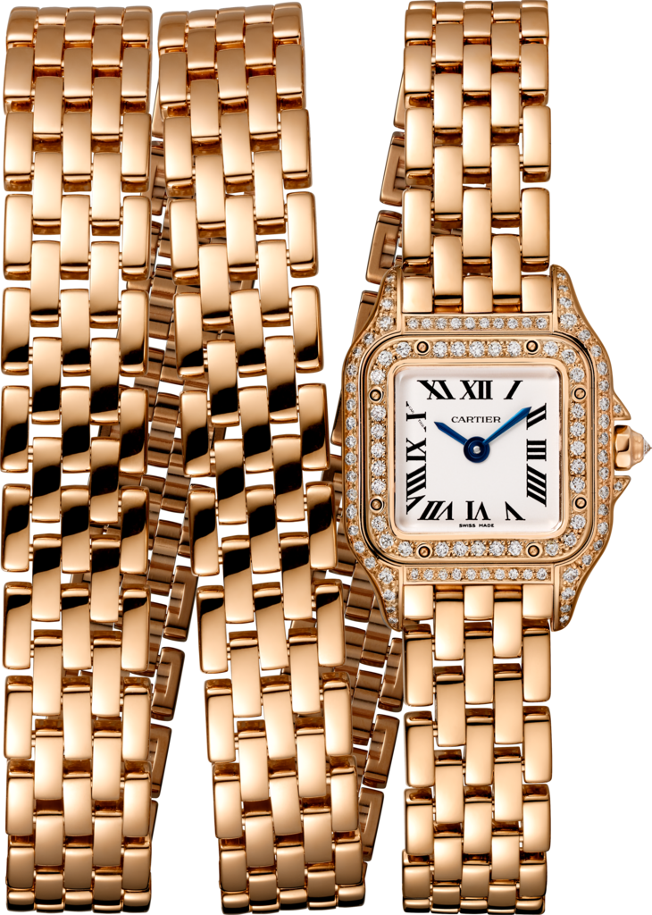 Panthère de Cartier watchMini model, quartz movement, rose gold, diamonds