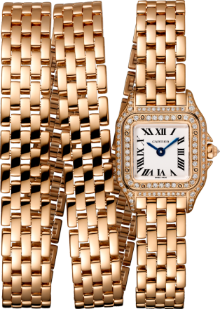 Panthère de Cartier watch Mini model, quartz movement, rose gold, diamonds