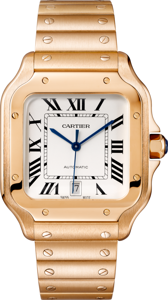 Santos de Cartier watchLarge model, automatic movement, rose gold, interchangeable metal and leather bracelets