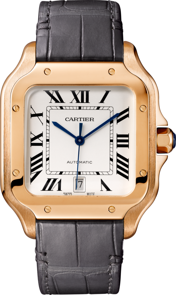 Santos de Cartier腕表大号表款，自动机芯，18K玫瑰金，两条可替换式皮表带