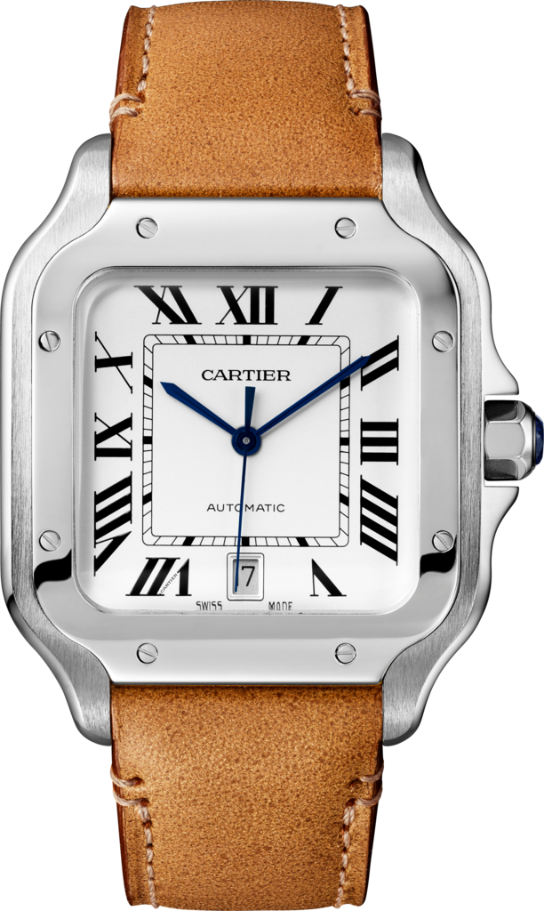 Santos de Cartier watchLarge model, automatic movement, steel, interchangeable metal and leather bracelets