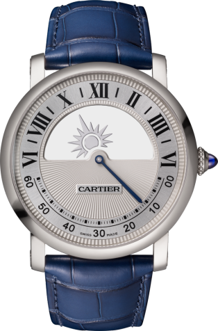 Rotonde de Cartier神秘机芯腕表 40毫米表款，手动上链机械机芯，18K白金，皮表带