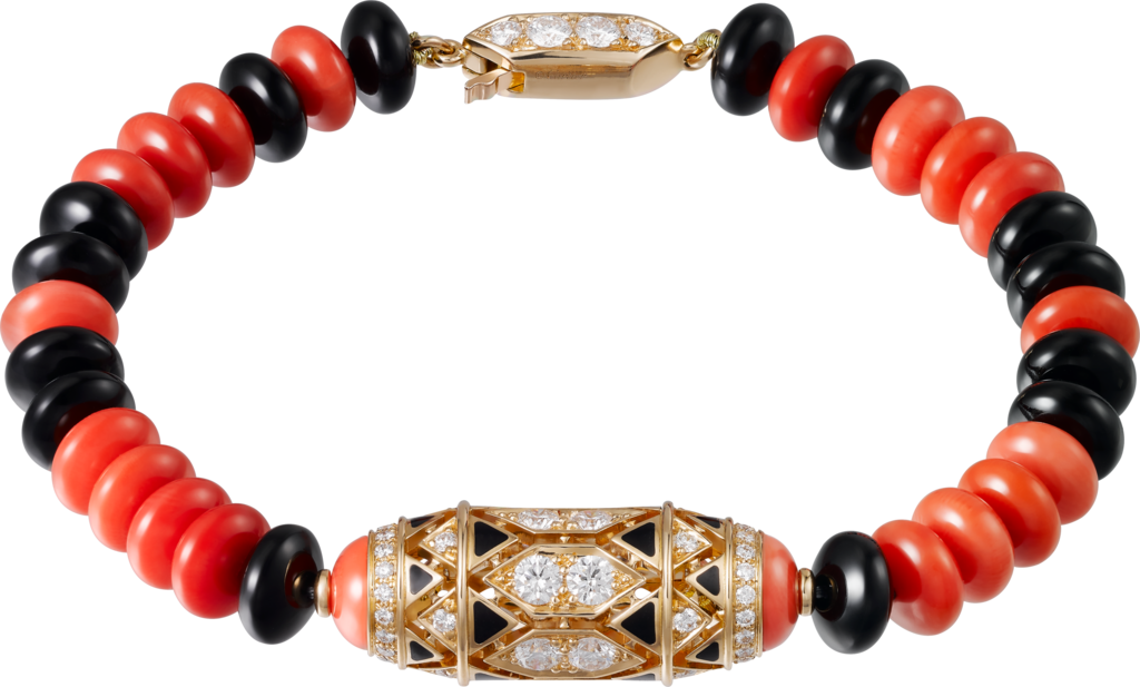 High Jewellery braceletRose gold, coral, onyx, black lacquer, diamonds