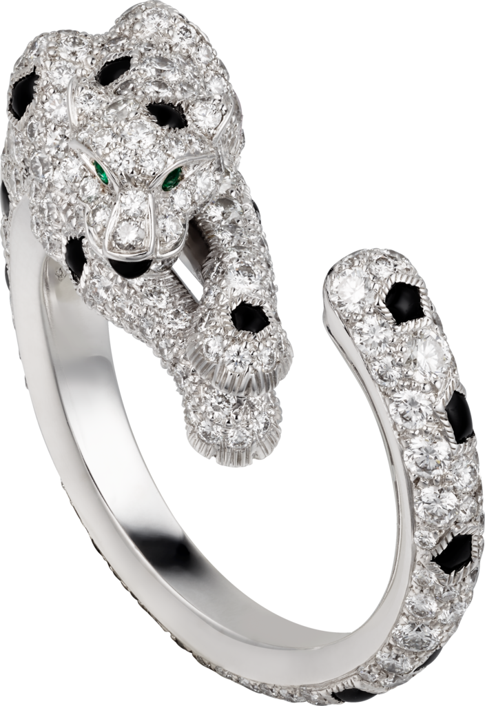 cartier white gold panther ring