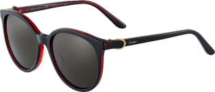 C Décor sunglasses Black composite, red transparent effect, golden finish, grey lenses.