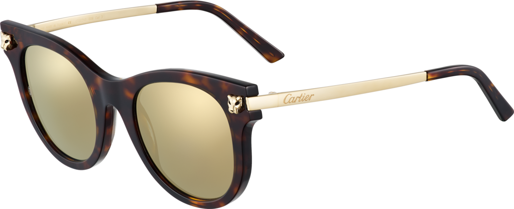 Panthère de Cartier sunglassesTortoiseshell composite, smooth champagne golden finish.