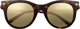 Panthère de Cartier sunglasses Tortoiseshell composite, smooth champagne golden finish.