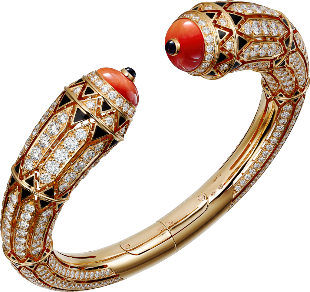 High Jewellery braceletRose gold, coral, onyx, black lacquer, diamonds