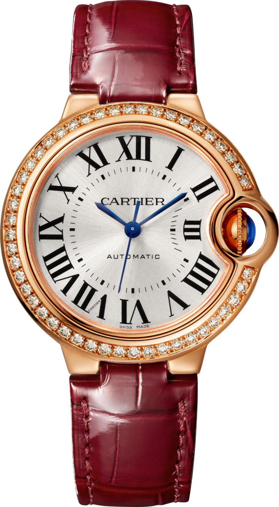 Ballon Bleu de Cartier watch33mm, automatic movement, rose gold, diamonds, leather