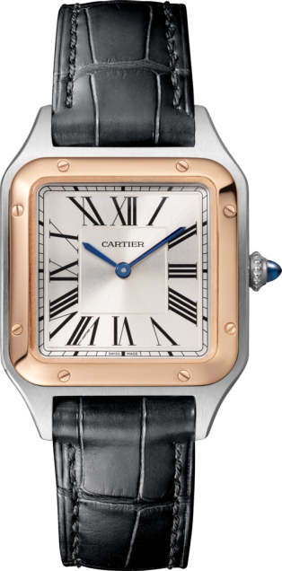 Santos-Dumont watch Small model, quartz movement, rose gold, steel, leather