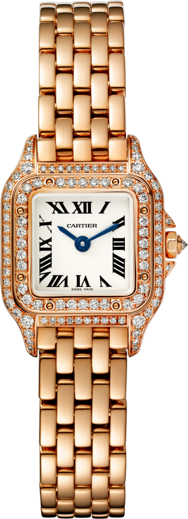 Panthère de Cartier腕表迷你表款，石英机芯，18K玫瑰金，钻石