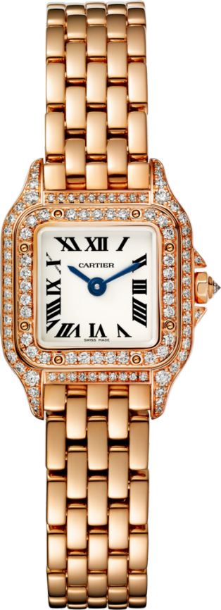 Panthère de Cartier watch Mini model, quartz movement, rose gold, diamonds