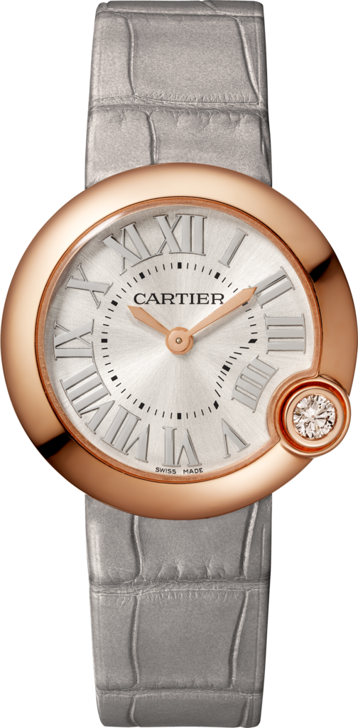 Ballon Blanc de Cartier watch30mm, quartz movement, rose gold, diamond, leather