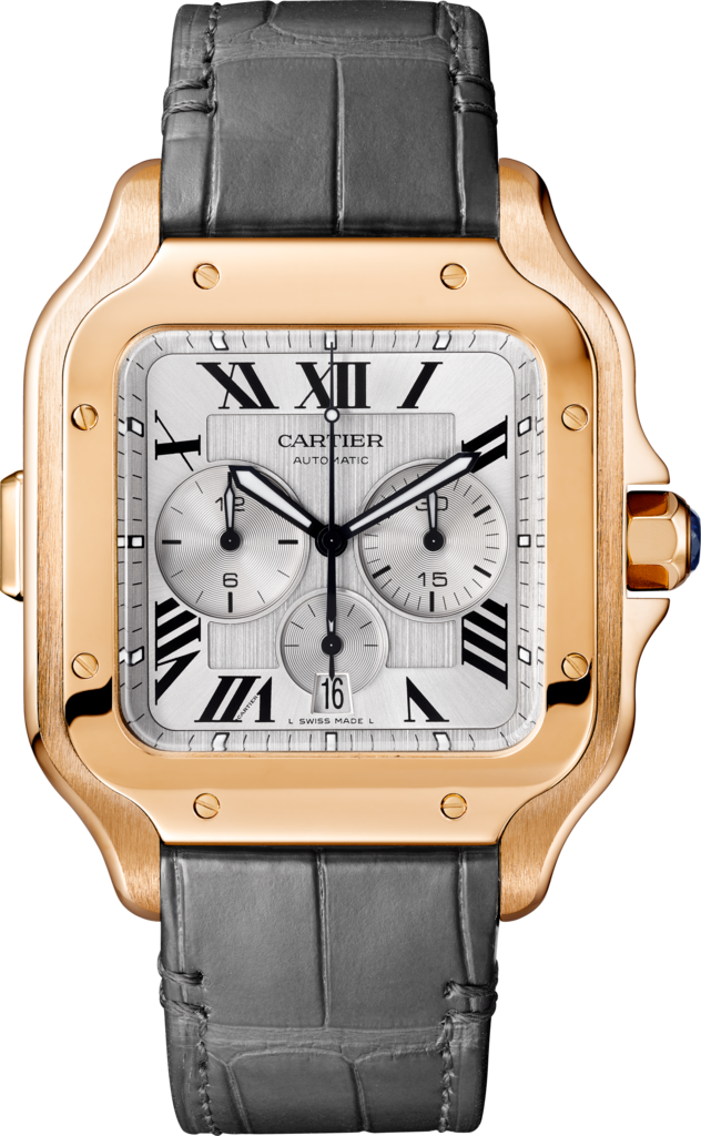 Santos de Cartier Chronograph watchExtra-large model, automatic movement, rose gold, interchangeable leather and rubber bracelets