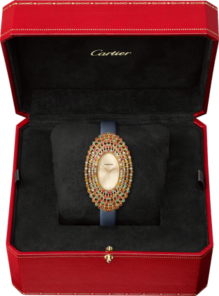 Cartier Libre腕表 大号表款，手动上链机械机芯，18K黄金，钻石，黄色蓝宝石，精致宝石