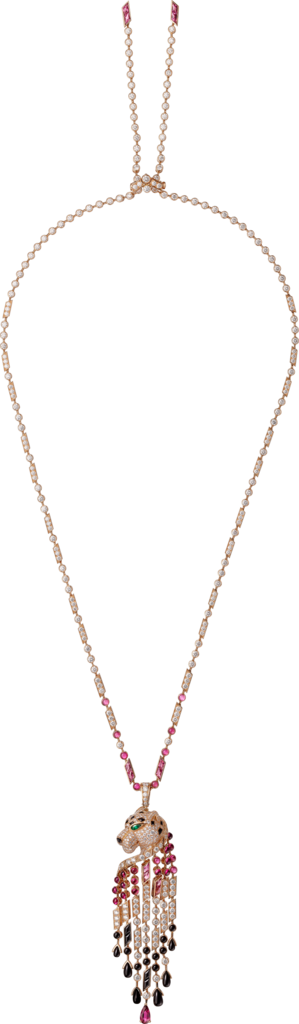 Panthère de Cartier项链玫瑰金，祖母绿，缟玛瑙，红碧玺，钻石