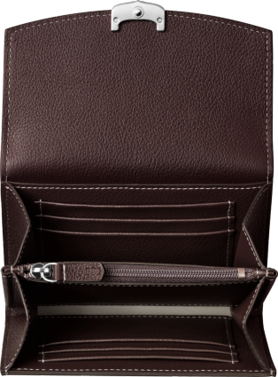 C de Cartier Small Leather Goods, compact wallet Rhodolite garnet taurillon leather, palladium finish