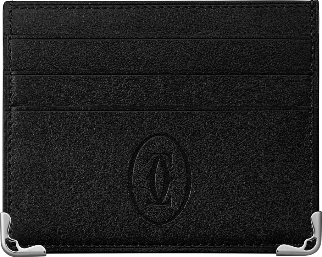 Must de Cartier单层6信用卡皮夹黑色小牛皮，精钢装饰