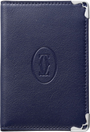 4-Credit Card Holder, Must de Cartier Blue calfskin, stainless steel finish