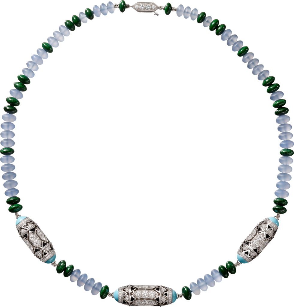 High Jewellery necklaceWhite gold, chalcedony, skarn, turquoise, black lacquer, diamonds