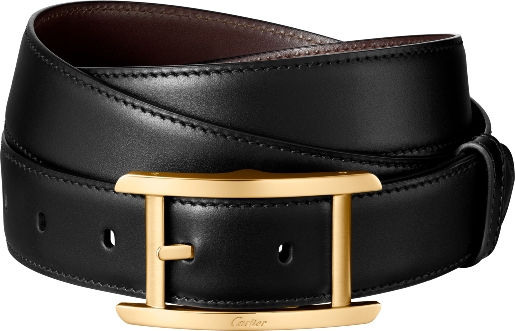 Belt, Tank de CartierBlack cowhide, golden-finish buckle