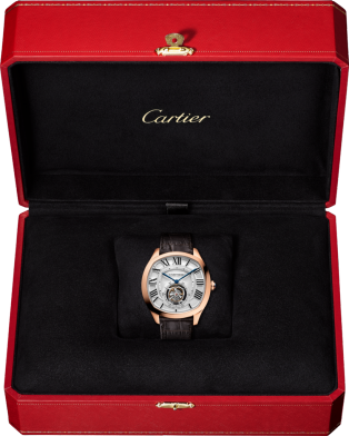 Drive de Cartier腕表 大号表款，18K玫瑰金，皮表带，蓝宝石