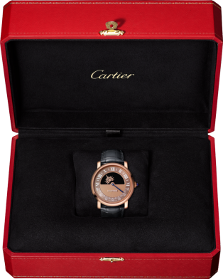 Rotonde de Cartier神秘机芯腕表 40毫米表款，手动上链机械机芯，18K玫瑰金，皮表带