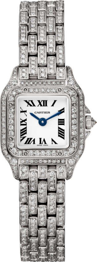 Panthère de Cartier腕表 Mini表款，石英机芯，18K白金，钻石